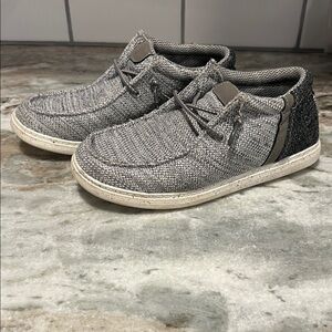 Falls Creek boys Textured Gray and Black Slip-Ons